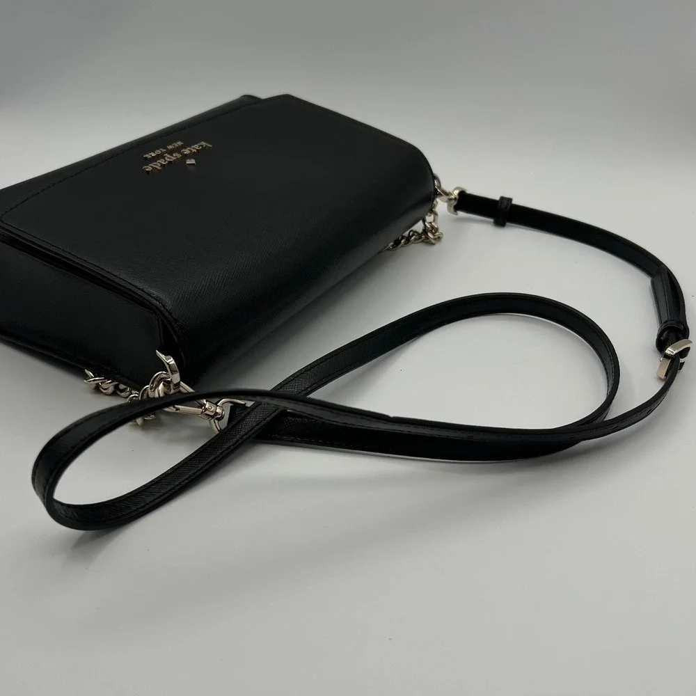 Kate Spade New York Margot Convertible Black Saffiano Leather Chain Crossbody